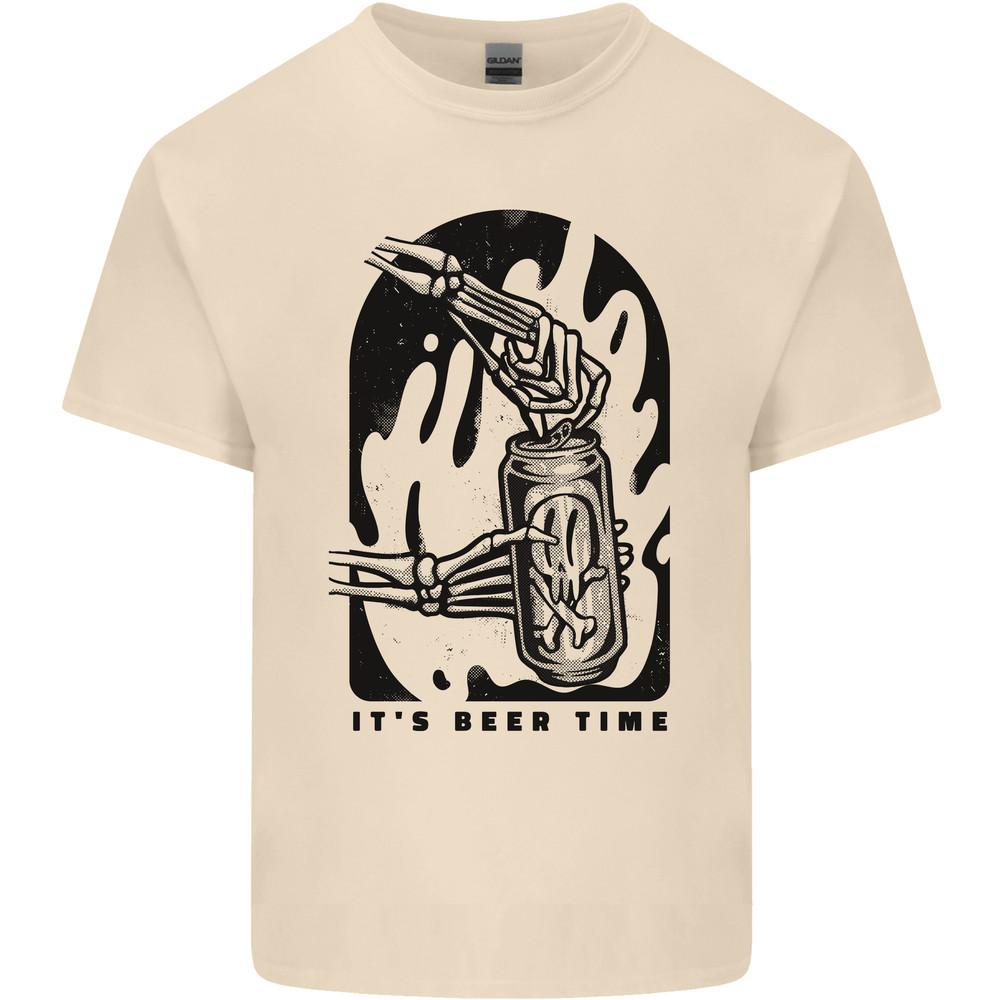 It's Beer Time Skeleton Hand Skull Mens Light Cotton T-Shirt Unisex T-Shirt
