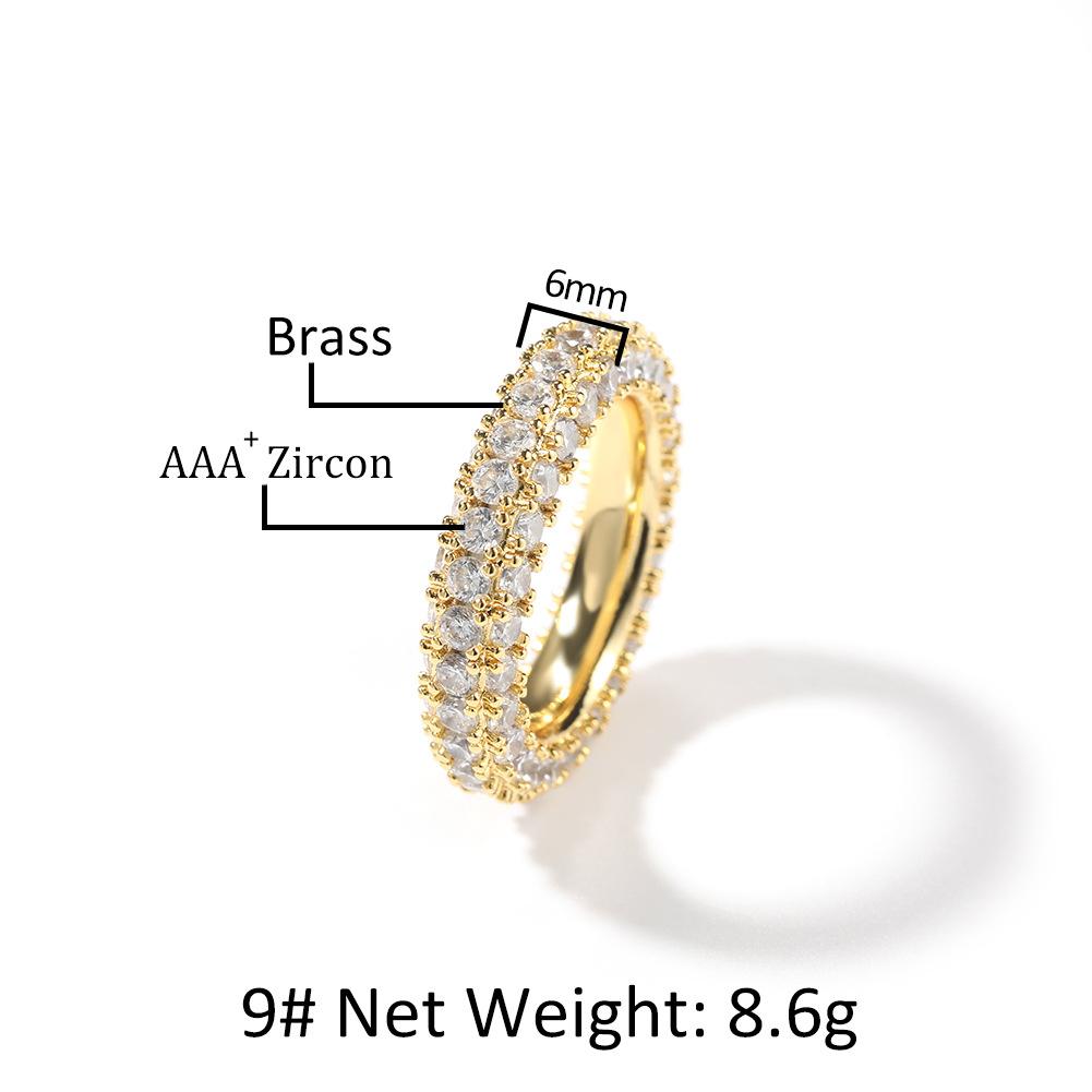 ins stylish and simple three-sided zircon design sense couple style personalized hip-hop ring one piece hair
