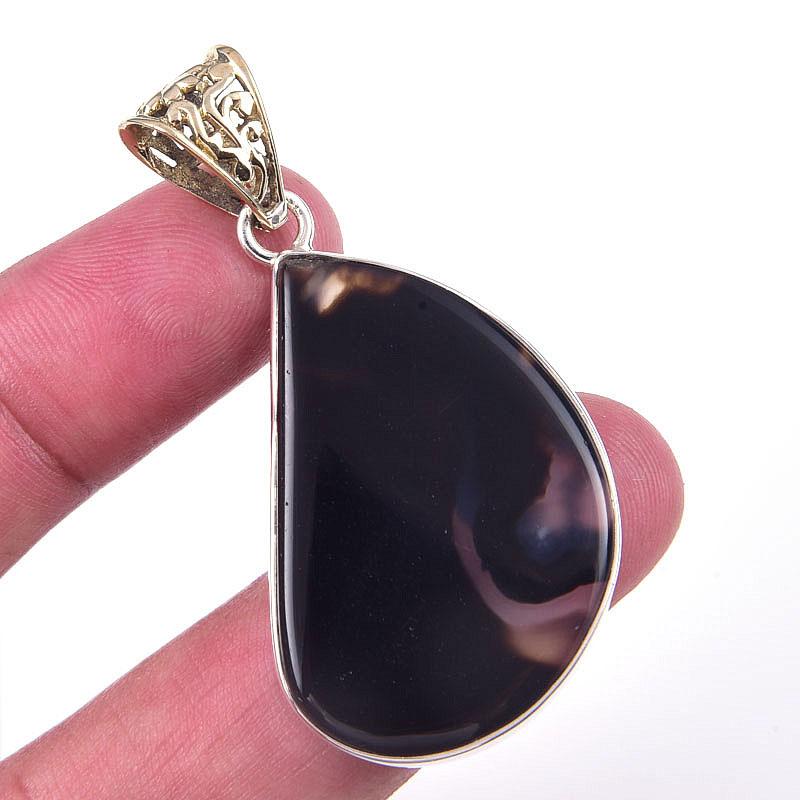 Подвеска из натурального ботсванского агата из стерлингового серебра 925 пробы 2 дюйма r0E87