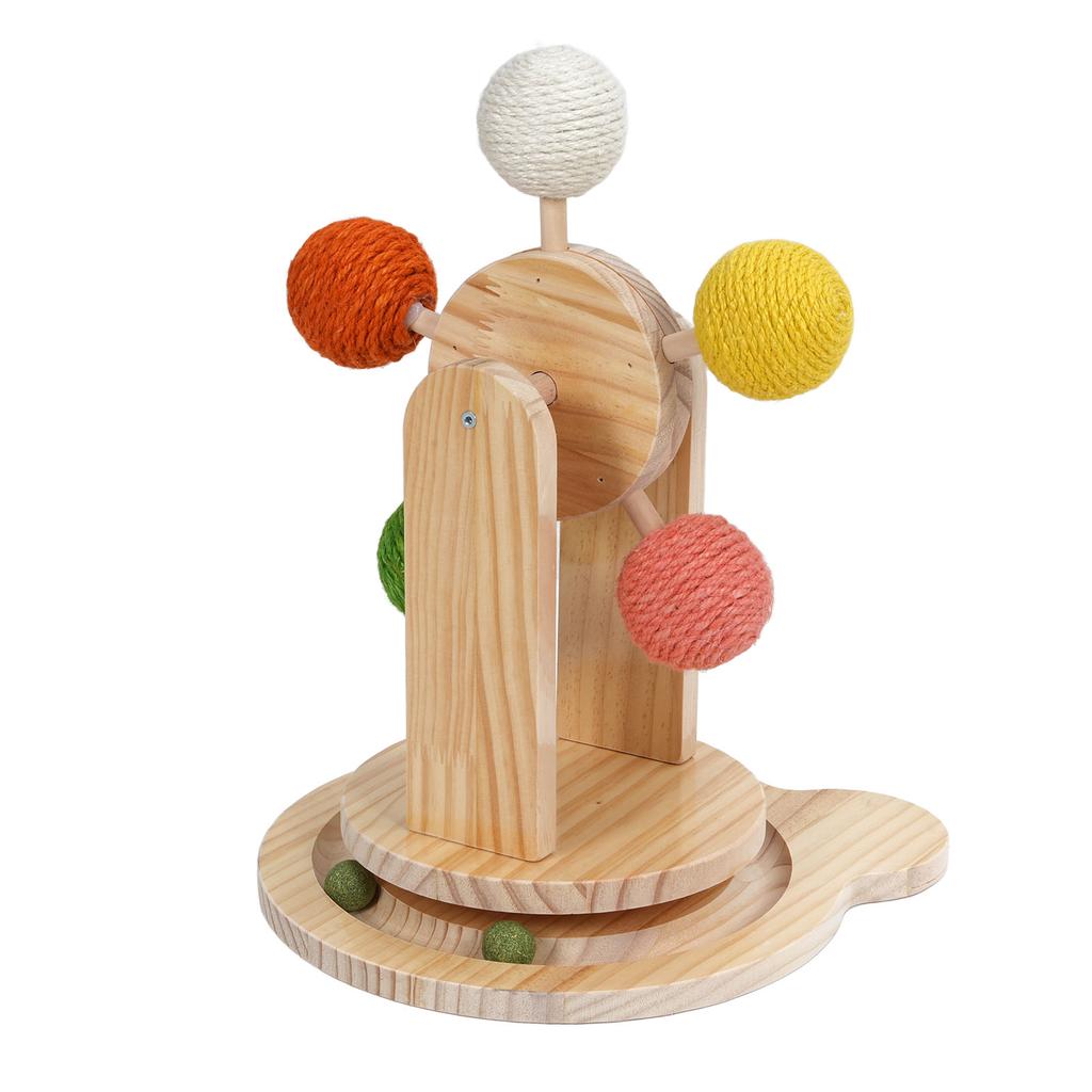 Деревянная основа для проигрывателя Игрушка-шарик для кошки Саморазвлечение Прочная конструкция Интерактивная когтеточка для кошек