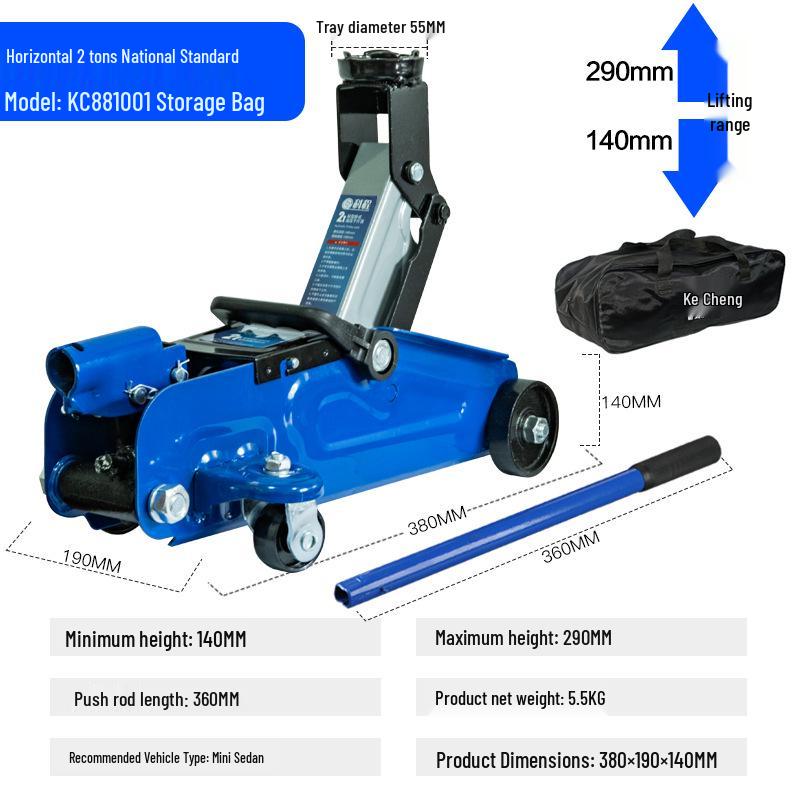 2-Ton Horizontal Hydraulic Car Jack for SUVs – 3T Tire Change Tool