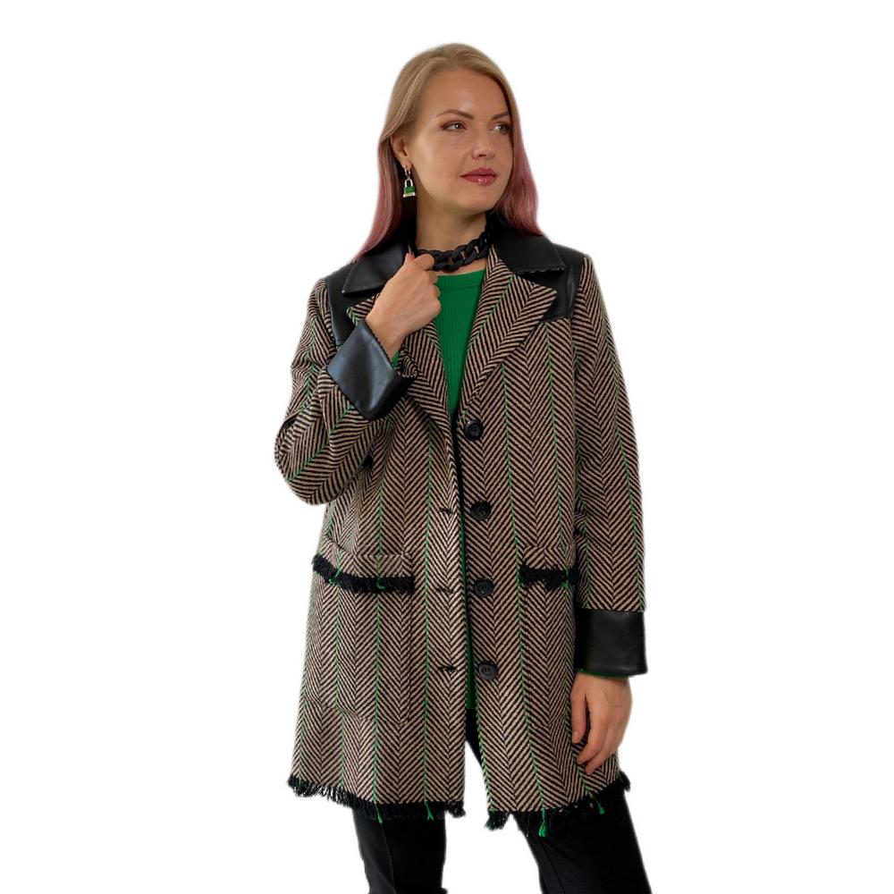 Fierte Women's Large Size Coat Lm96020 Button Closure Lining Leather Detail