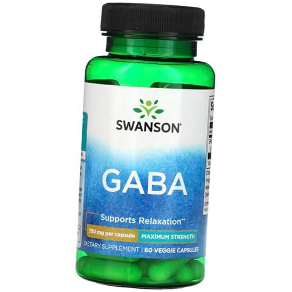Gamma-aminobutyric Acid, GABA Maximum Strength 750, Swanson 60vegcaps (72280065)