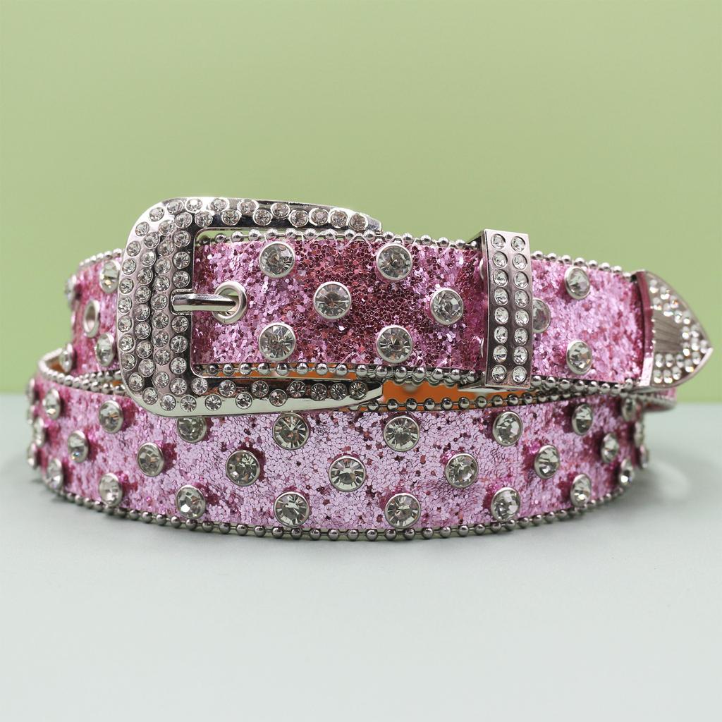 European and American Style Punk Belt Inlaid with Rhinestone Sequins Hot Girl Style Rock Fashion Belt Men's and Women's Belt