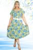 Women's Big Size Dress Floral Patterned Belt Detailed Viscose Lycra Dress