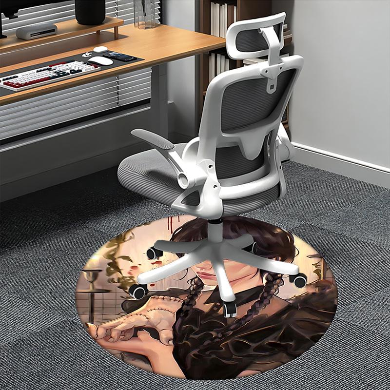 Gothic Fashion,The Addams Family Chair mat Round Rug Office carpet, Machine Washable, Non slip, Suitable for Living Rooms, Bedrooms