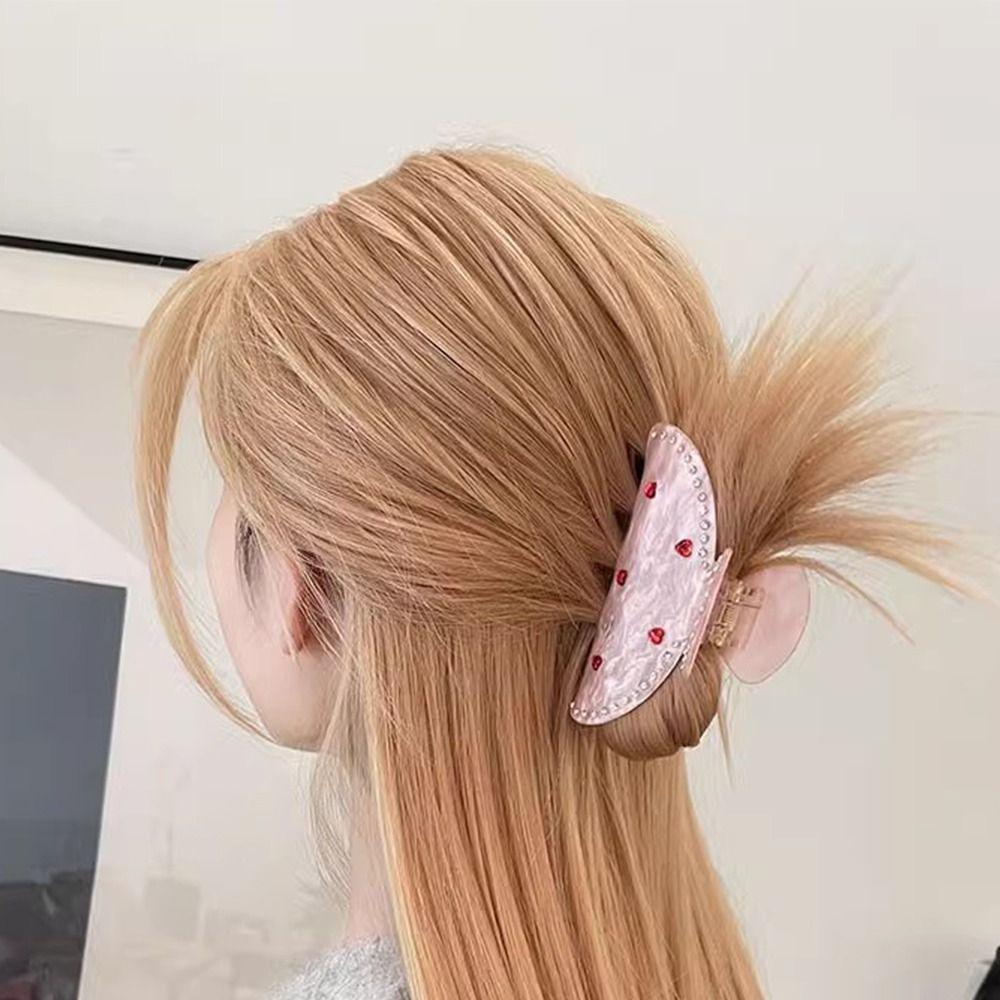 Rhinestone Love Heart Hair Claw Pearl INS Shark Clip Acetic Acid Hair Clip Hair Accessories