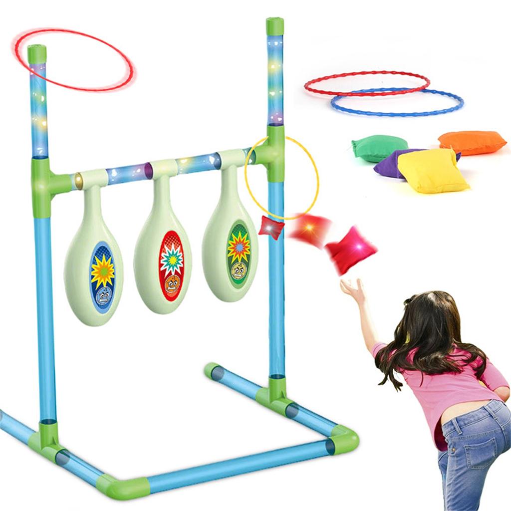 Игровой стенд для игры в бобы (beanbag toss) для помещений и улицы со светом, 2-в-1, соревновательная игра на меткость и кольцеброс для двух игроков