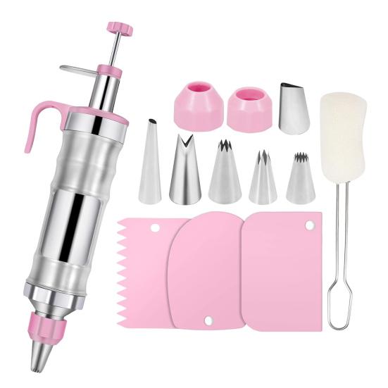 13 шт. Набор для украшения торта из нержавеющей стали, машина для выпечки печенья, пресс для печенья, многоразовый набор трубочек для глазури для тортов, кексов, печенья