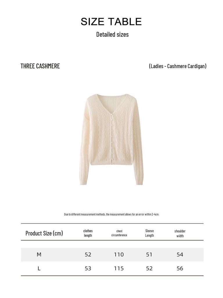 Women's V-Neck Hollowed Cashmere Cardigan - Loose Fit Autumn 2025 Cover-Up Pullover