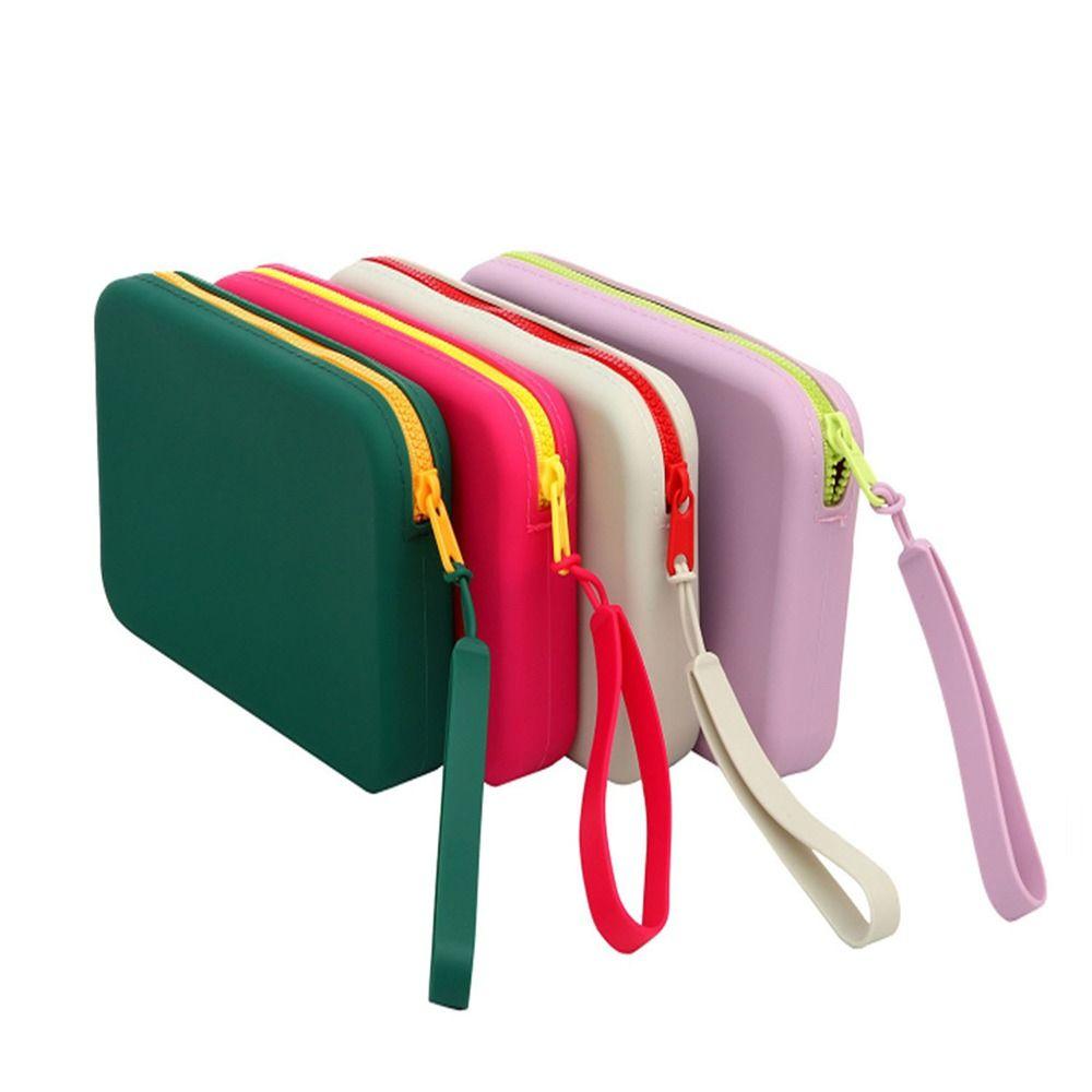 Small Square Travel Passport Bag Waterproof Data Cable Coin Purse Silicone Cosmetic Bag Handbag