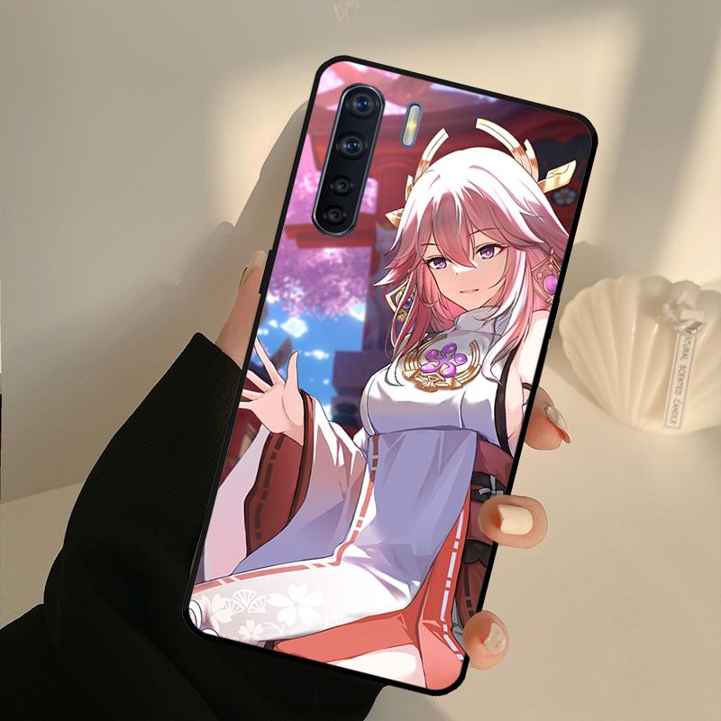 Genshin Impact Yae Miko Case For OPPO Find X5 X3 Pro A5 A9 A31 A53 A53S A3S A5S A15 A52 A72 A83 A91 A54 A74 A94
