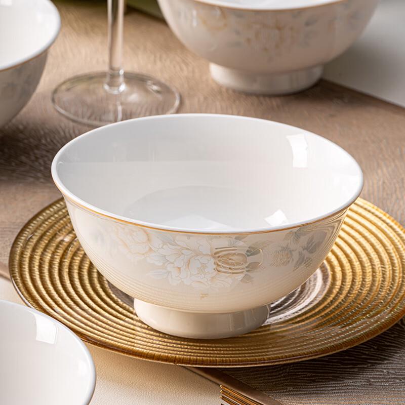 Набор керамических пиал на высокой ножке Haoya Jingdezhen с цветочной феей (4-Pack)