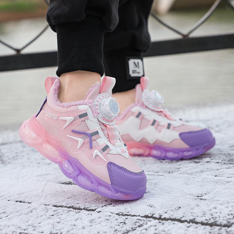 Осенне-зимние кроссовки унисекс, детская хлопковая обувь, кроссовки из искусственной кожи, непромокаемые бархатные теплые ультра-легкие зимние кроссовки для мальчиков