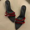Summer Belt Buckle Design Ladies Low Heel Sandals Sexy Pointed Toe Narrow Strap Slippers Fashion Pumps for Women Zapatos Mujer