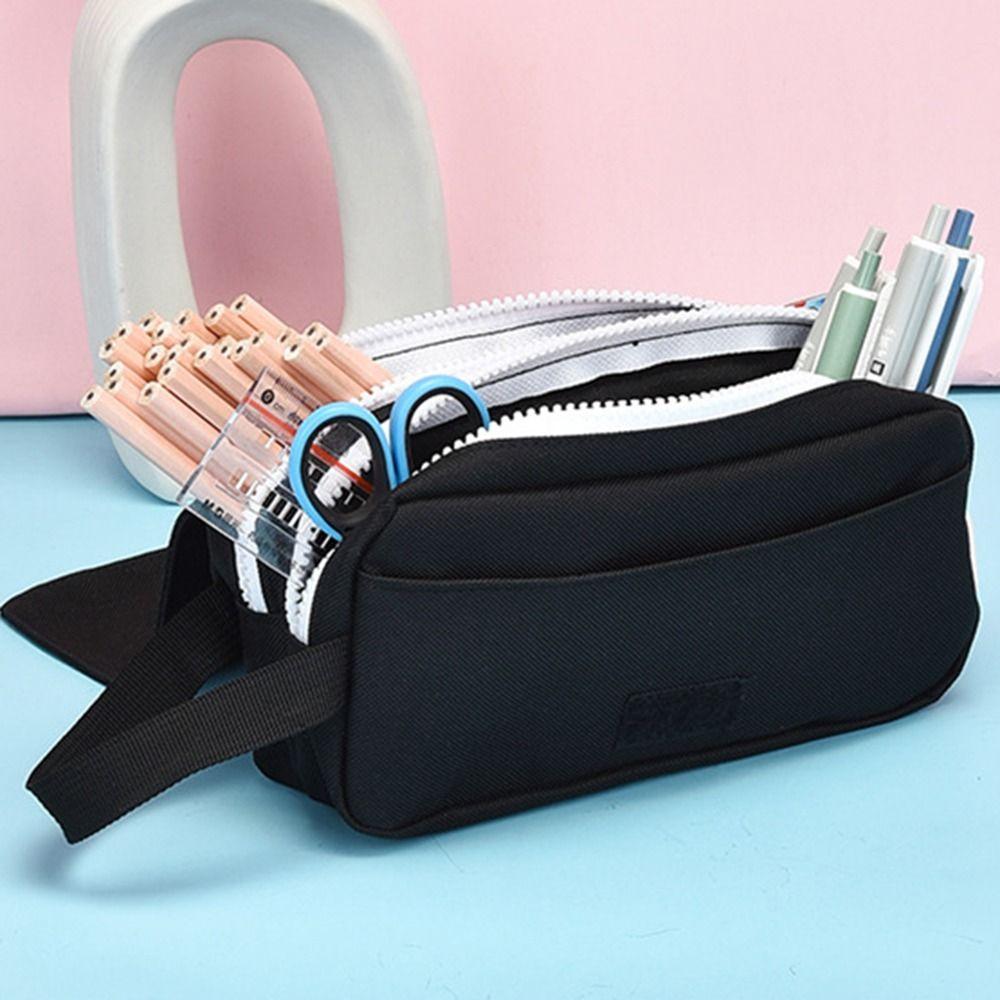 Double Layer Portable Pen Pouch Large Capacity Pen Bag Pencil Case  Stationery Organizer