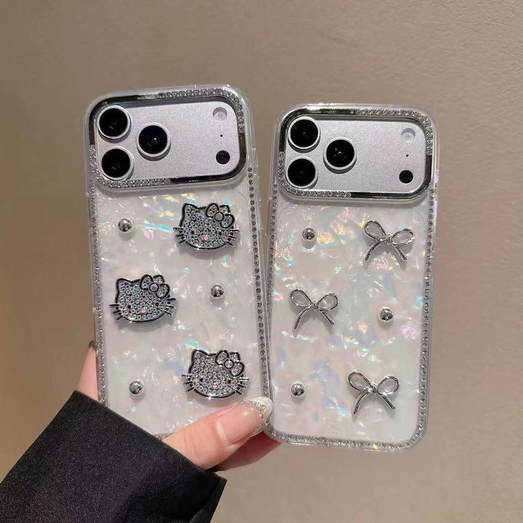 Яркий чехол для телефона KT Cat с стразами для Huawei P80 Pro/Mate 70, Милый с дизайном в виде банта и железного шарика