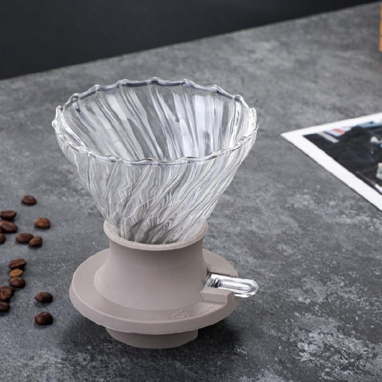 Decorative Waved Glass Coffee Filter Including Silicone Base Professional Stable Coffee Dripper for Home Use