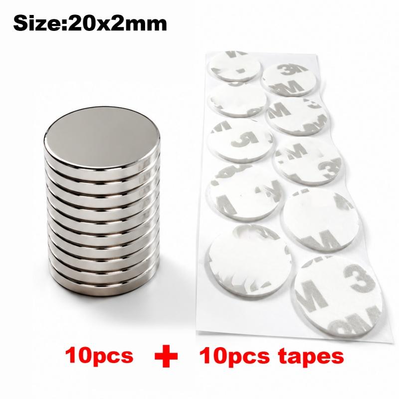 10/12/15/20mm Strong Magnets with Double Sided Adhesive Backing Round Permanent Powerful Neodymium Disc for Fridge Craft Sticker
