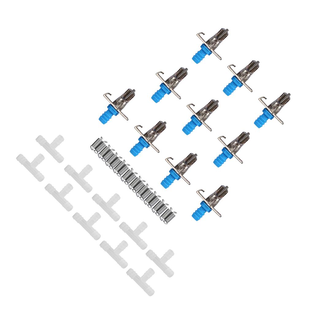 10PCS Rabbit Drinker Nipple Waterer Drinking Water Tool Double Hang Springs