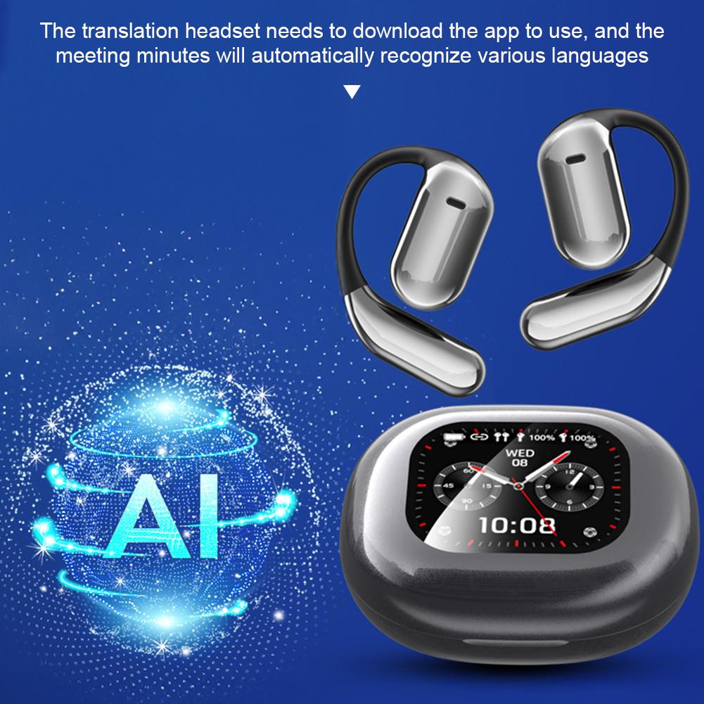 Наушники Bluetooth с искусственным интеллектом и функцией перевода, с цветным ЖК-экраном, шумоподавлением, спортивные наушники