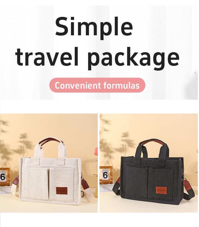 Женская ретро холщовая сумка - Большая вместимость, многослойная, на плечо и через плечо