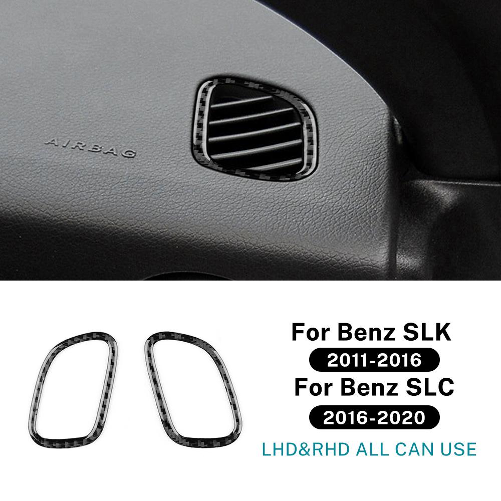 For Mercedes Benz SLK R172 2011-2016 SLC 2016- Car Dashboard Side Air Vents Panel Real Soft Carbon Fiber Trim Sticker