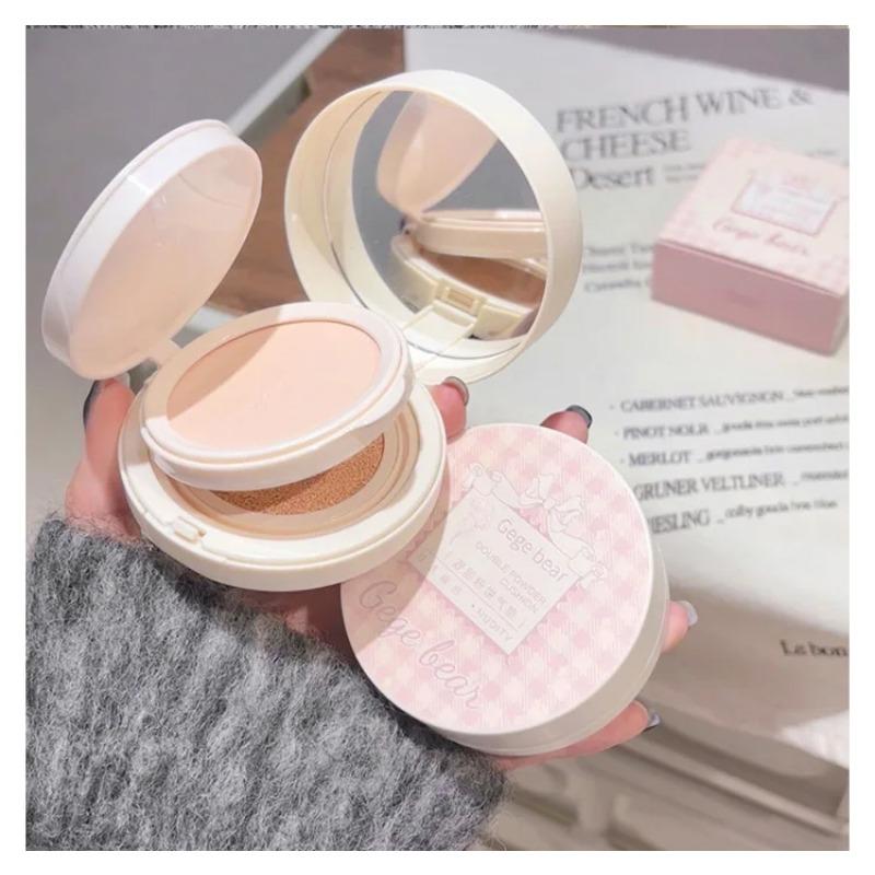 2 в 1 двухслойная пудра-кушон Clear Natural Lasting Brightening Gege Bear Makeup Concealer Loose Powder Cushion Cream