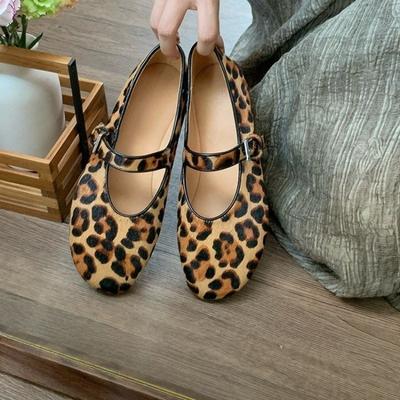 Туфли-лодочки на низком каблуке с леопардовым принтом, осенняя новинка, с круглым носком и неглубоким вырезом, на мягкой подошве, нескользящие, с низким верхом