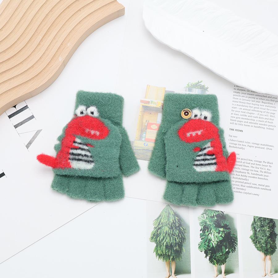 Детские милые мультяшные варежки-трансформеры: Защита от холода, Зимние теплые перчатки без пальцев для письма для мальчиков и девочек
