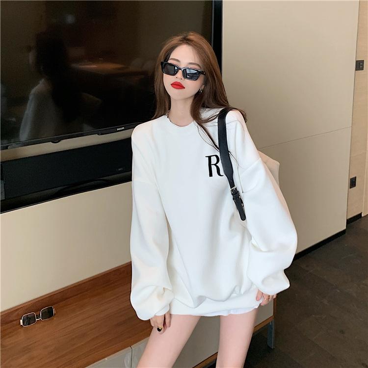 Women Letter Printed Hooded Sweatshirt Ladies Long Sleeve Loose Casual Pullover Hoodies for Autumn and Winter