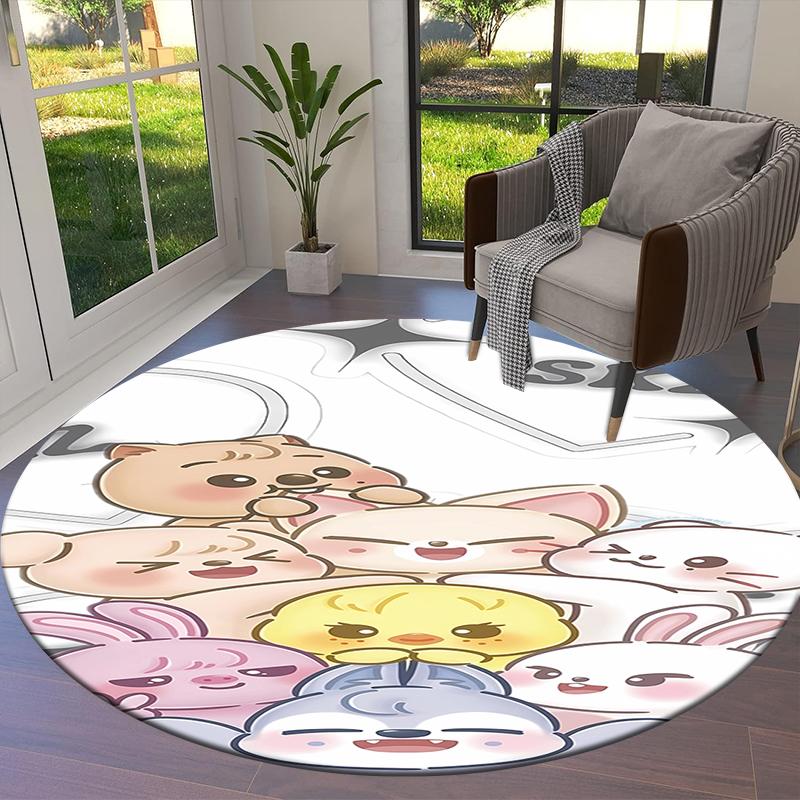 SKZ Round Area Rug,Carpet Rug for Living Room Bedroom Sofa Playroom Decor,Non-slip Floor Mat