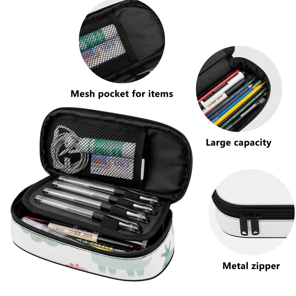 Pen Case Neat Design 300D Polyester Zipper Closure with Removable Pen Slot Divider Mesh Pocket and Main Storage for Classroom Use