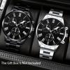 2 Pieces Fashion Men's Watch Quartz Simple Roma Dial Men's Business Watches Men's Watch (Without Box)