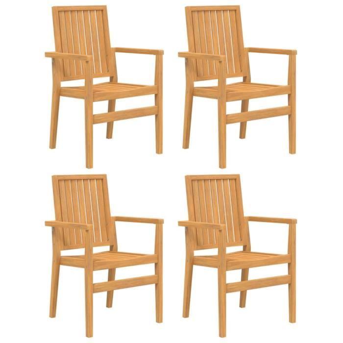 VidaXL Chaises de jardin empilables lot de 4 56,5x57,5x91 cm bois teck 3157901