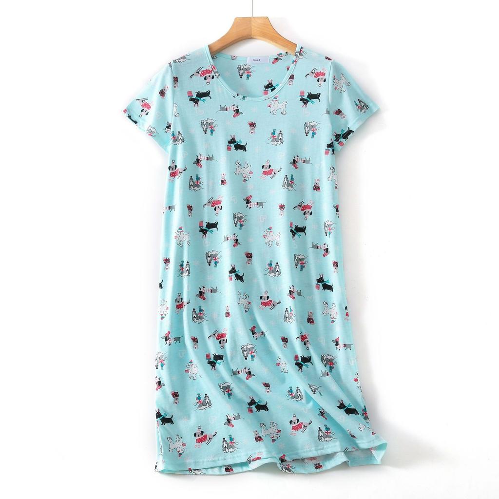 Plus Size Summer Women Nightdress Short Sleeve Cute Cartoon Sleepwear Sweet O Neck Nightgowns Pyjamas Lady's Cotton Sleepdress