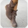 Winter New Women's Boots Large Low Heel 40-43 Suede  Ankle Boots for Women Brown Long Boots