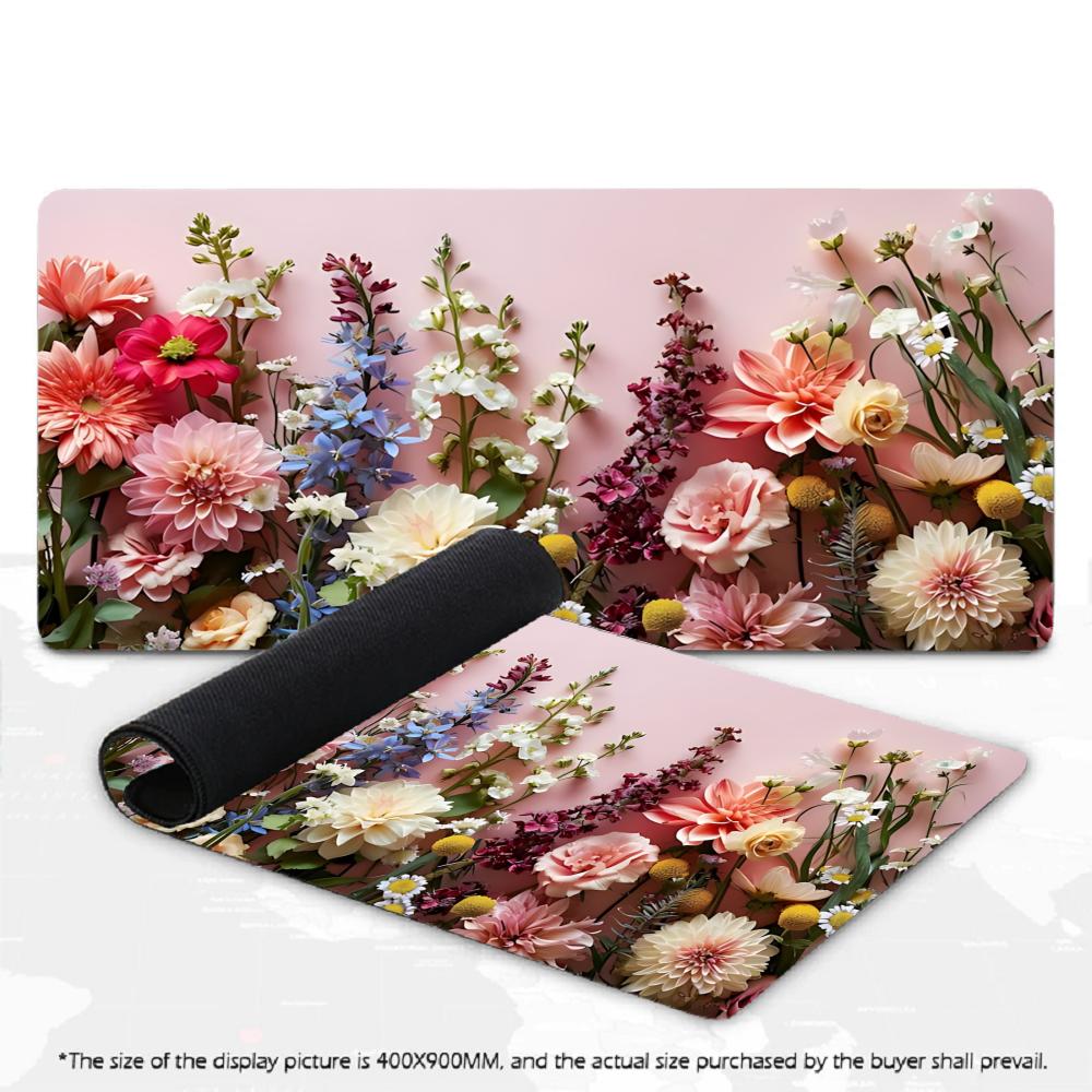Aesthetic Floral Flower Large Gaming Mouse Pad XXL Botanical Desk Mat Non-Slip Rubber Keyboard Mat PC Gamer Office Desk Pad
