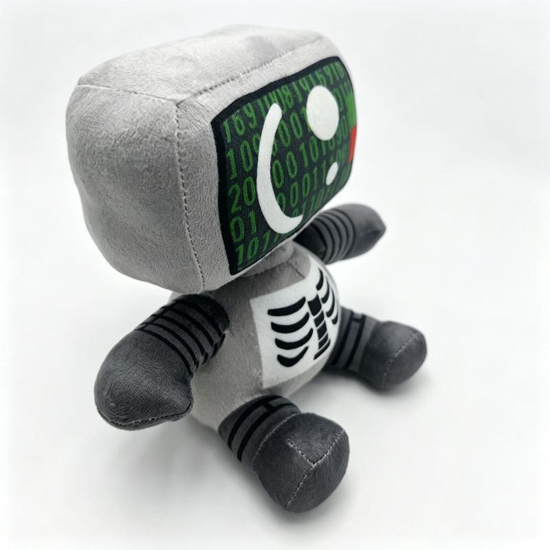 Phighting Kelder Skeleton TV Head Plush Doll Binary Code Screen Robot Stuffed Toy Game Character Soft Figure Gift Game Fans Collectible Decor Present