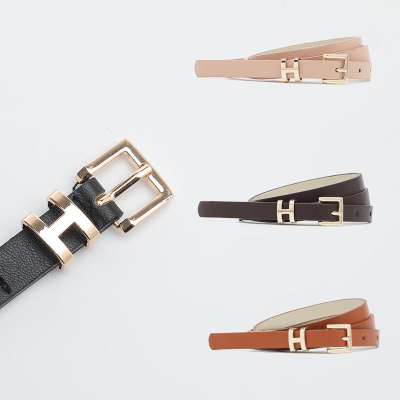 I-Shaped Buckle Thin Belt: Elegant Ladies' Fashion Accessory for Dresses and Suits