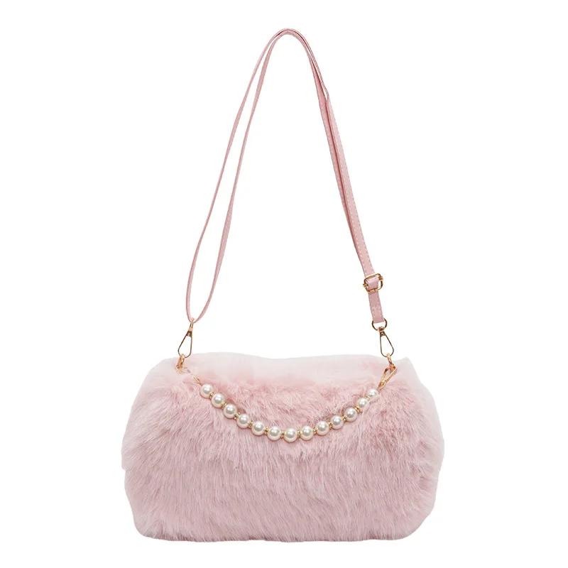 Универсальная иностранная новая модная осенне-зимняя шерстяная женская сумка, плюшевая нишевая повседневная сумка через плечо