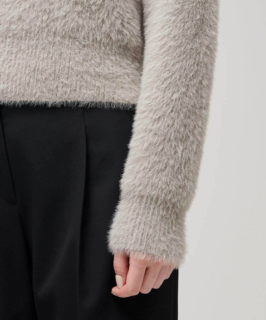 MUSINSA STANDARD WOMAN Women'S Fuzzy Crew Neck Knit [Warm Grey]