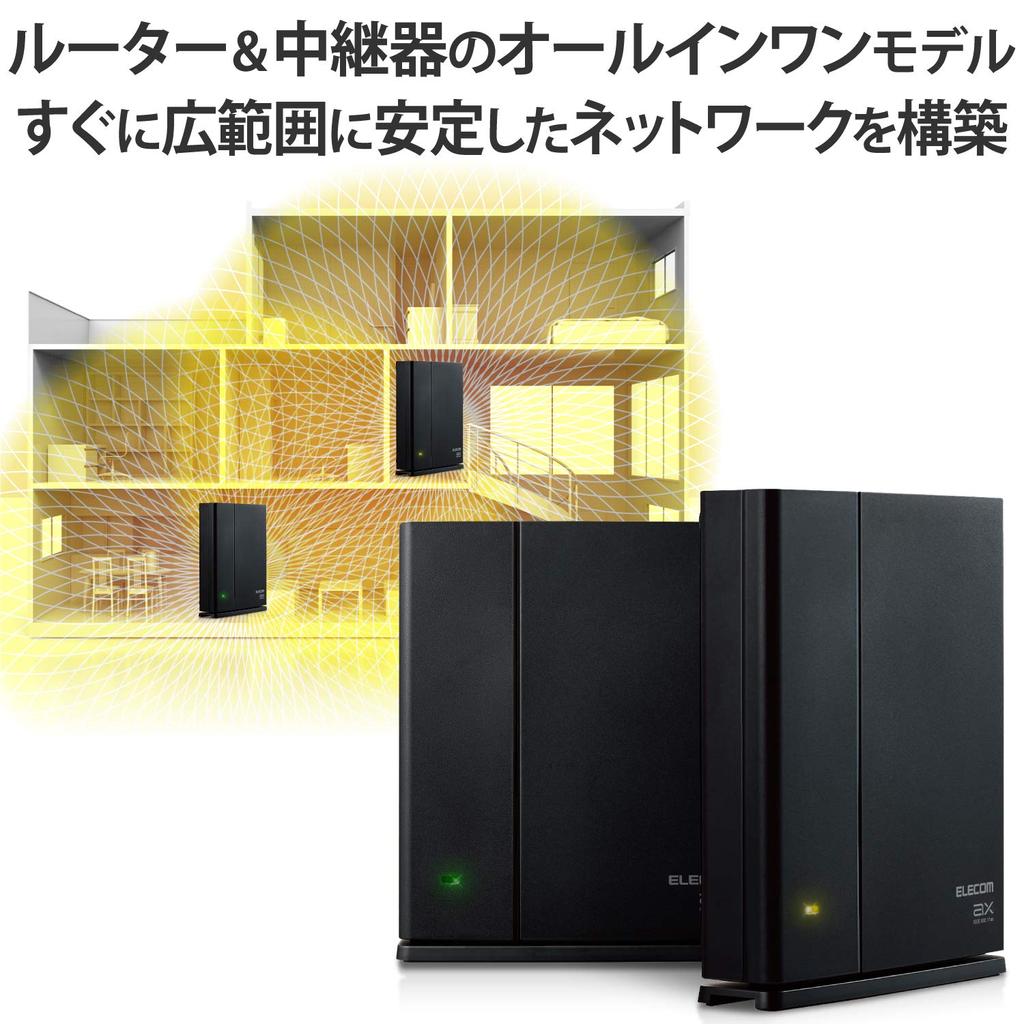 Elecom Mesh WiFi Router Wireless LAN Base Unit Repeater Set WiFi6 11ax IPv6 Compatible Firmware + 1201+574Mbps (IPoE) [2021/01/14 Ver. 1.15 Updated]