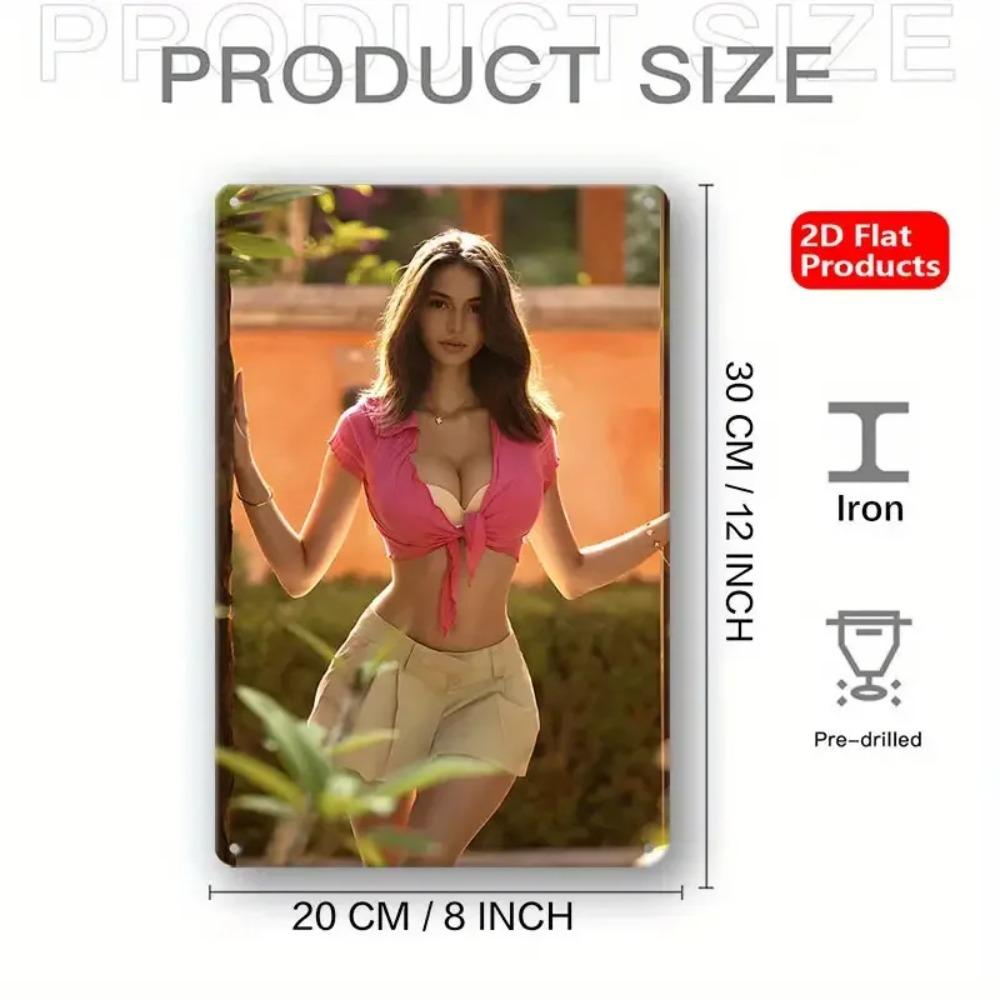 Винтажное Металлическое Настенное Искусство Ретро Женский Знак Железный Декор с Предварительно Просверленными Отверстиями Настенный Декор с Питанием от Батарей для Дома