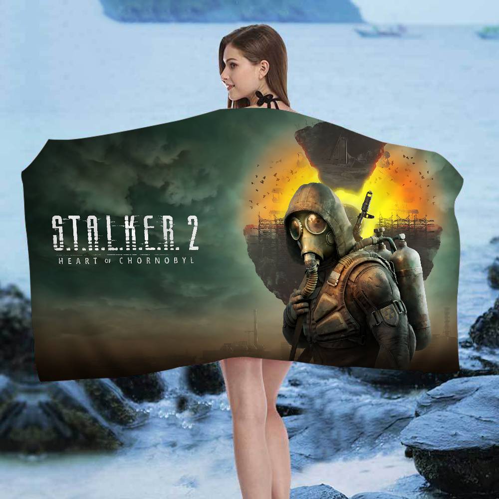 Horror Game S-Stalker Anime Beach Swimming Towel Soft Absorbent Washcloth Children's Gifts for Kids Travel Camping Gym
