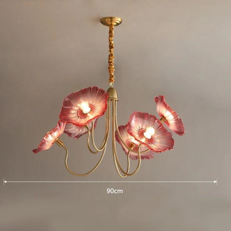 Modern Minimalist Lotus Chandelier Nordic Glass LED Chandelier Bedroom Interior Home Decoration Luxurious Living Room Lighting
