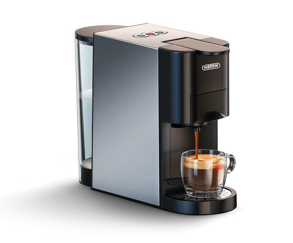 Кофемашина HiBREW H3A 5 в 1, давление 19 бар, холодный/горячий режим, резервуар для воды на 1000 мл, защита от высыхания - серебристый