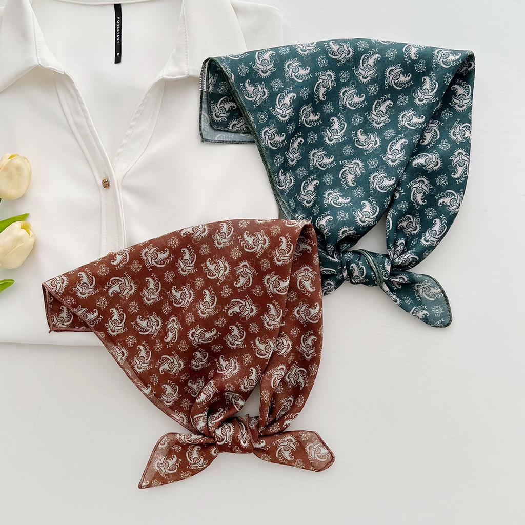 Korean version of small silk scarf women's spring and autumn versatile temperament 18CM cotton and linen small square scarf decorative small scarf sma