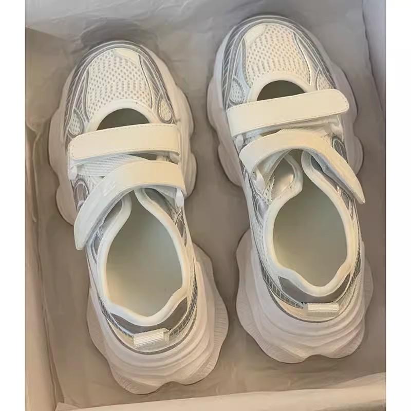 Baotou platform sandals spring and summer new breathable hollow mesh Velcro casual sports dad shoes