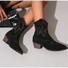 Ботильоны Женские ботинки Новые зимние ботинки Ковбойские ботинки Вестерн Остроносые Вышитые Рыцарские ботинки Ретро Высокий каблук Всепогодные Ботильоны